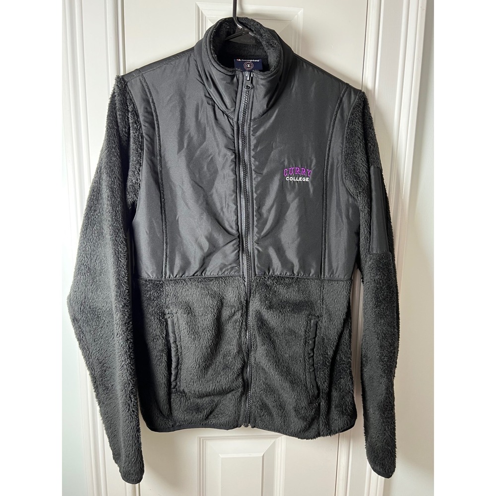 Champion Curry College Full Zip Sherpa Fleece Jacket Black Womens Medium